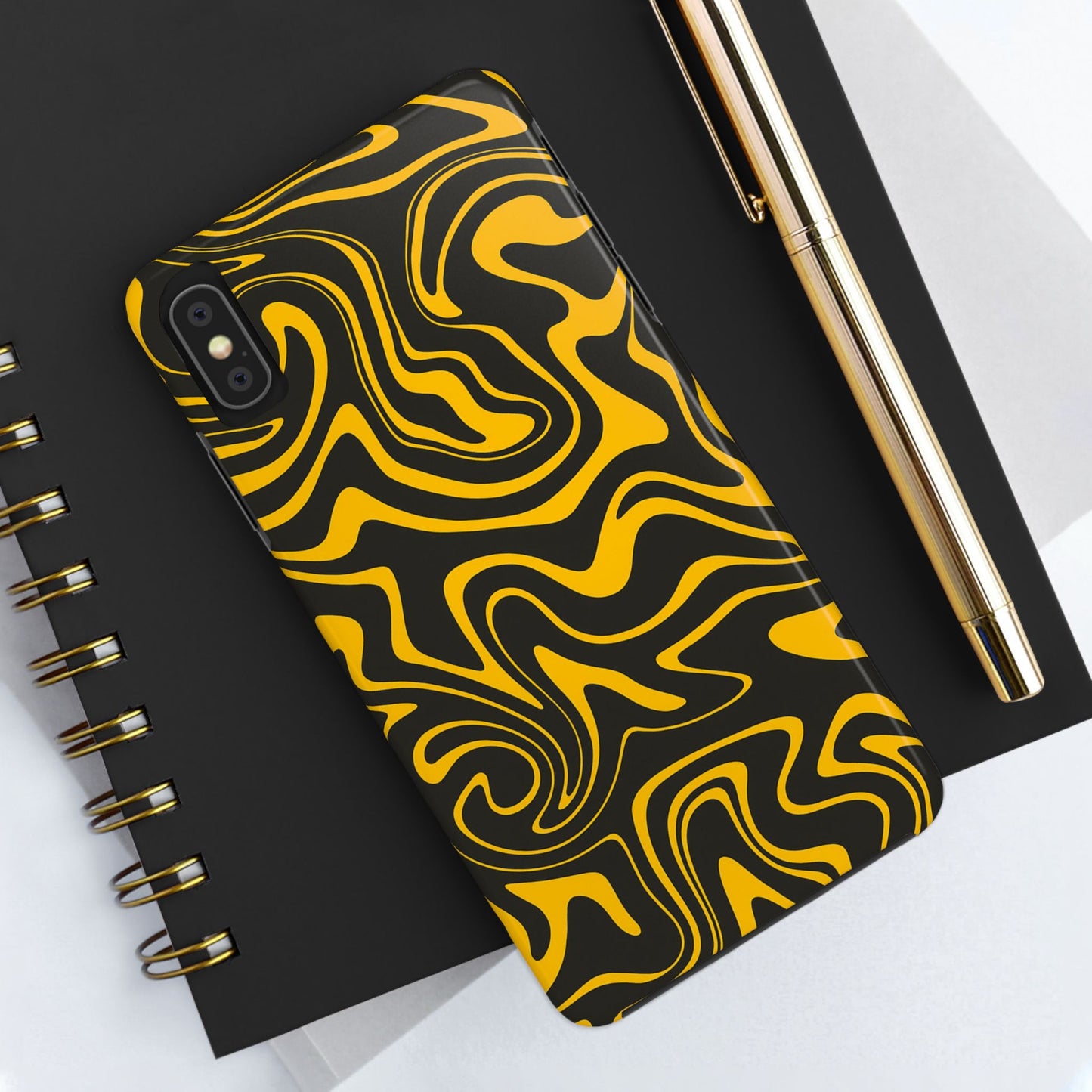 Black and Gold Mix Pattern Phone Case