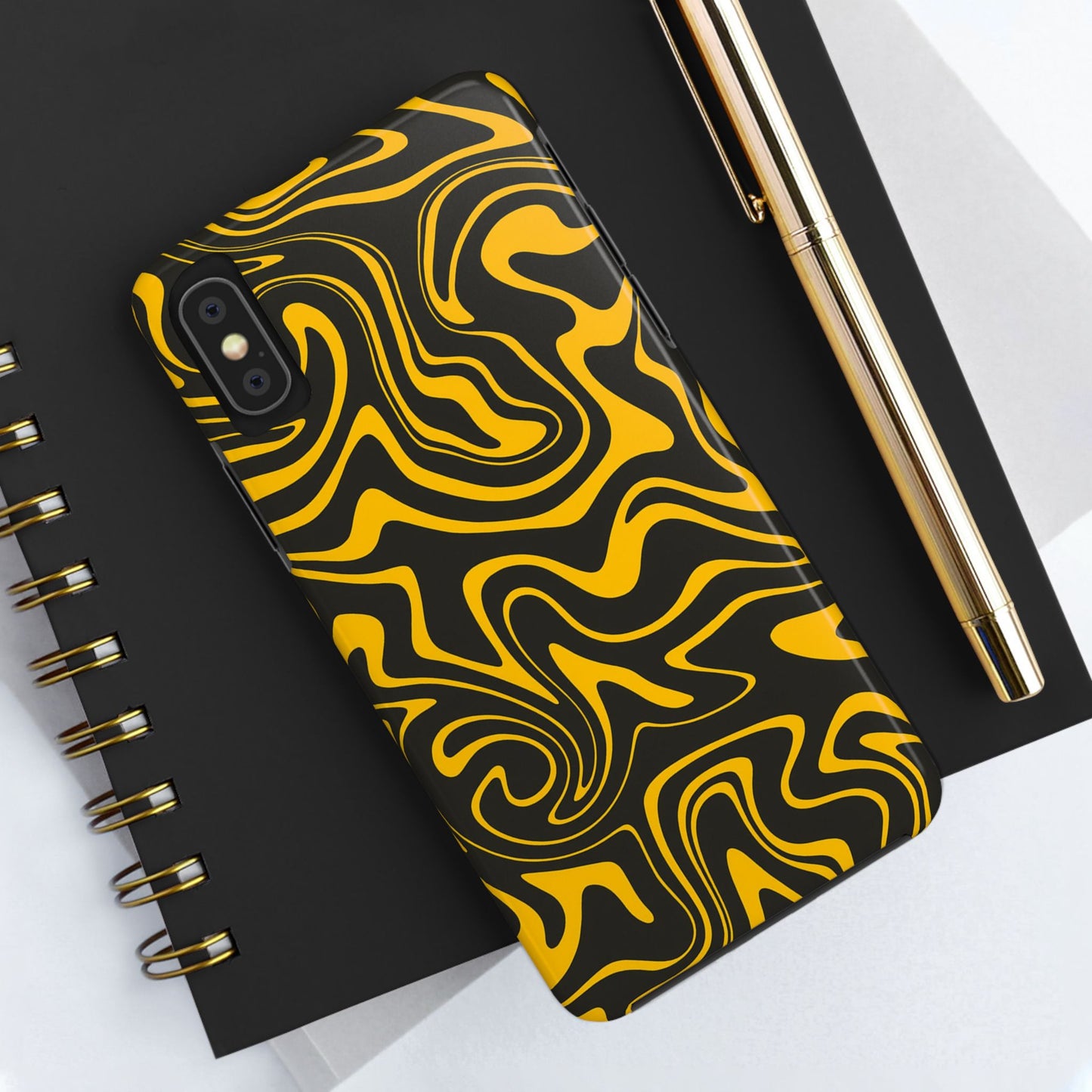 Black and Gold Mix Pattern Phone Case