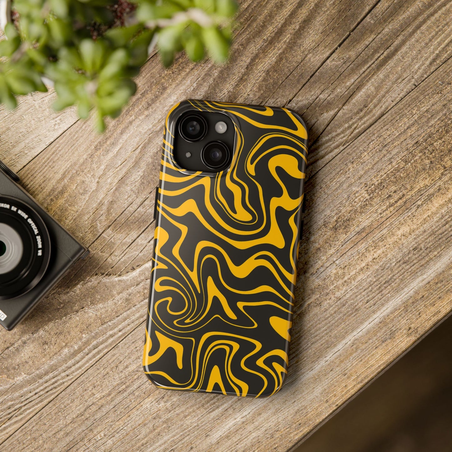 Black and Gold Mix Pattern Phone Case