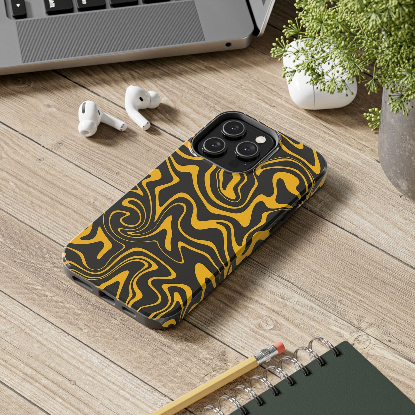 Black and Gold Mix Pattern Phone Case
