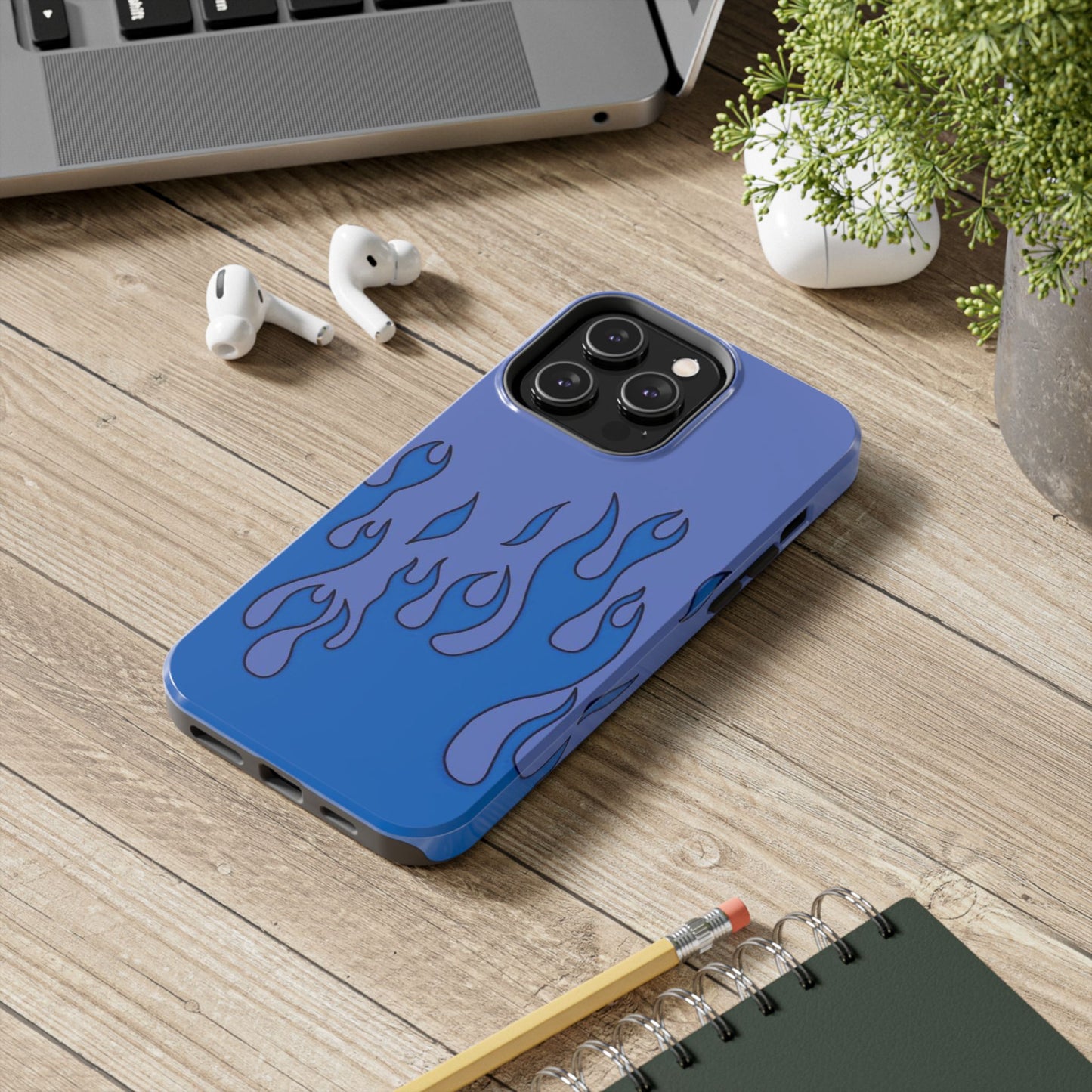 Blue Flames Pattern Phone Case