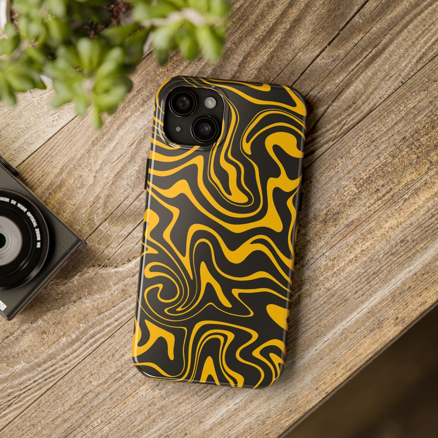 Black and Gold Mix Pattern Phone Case
