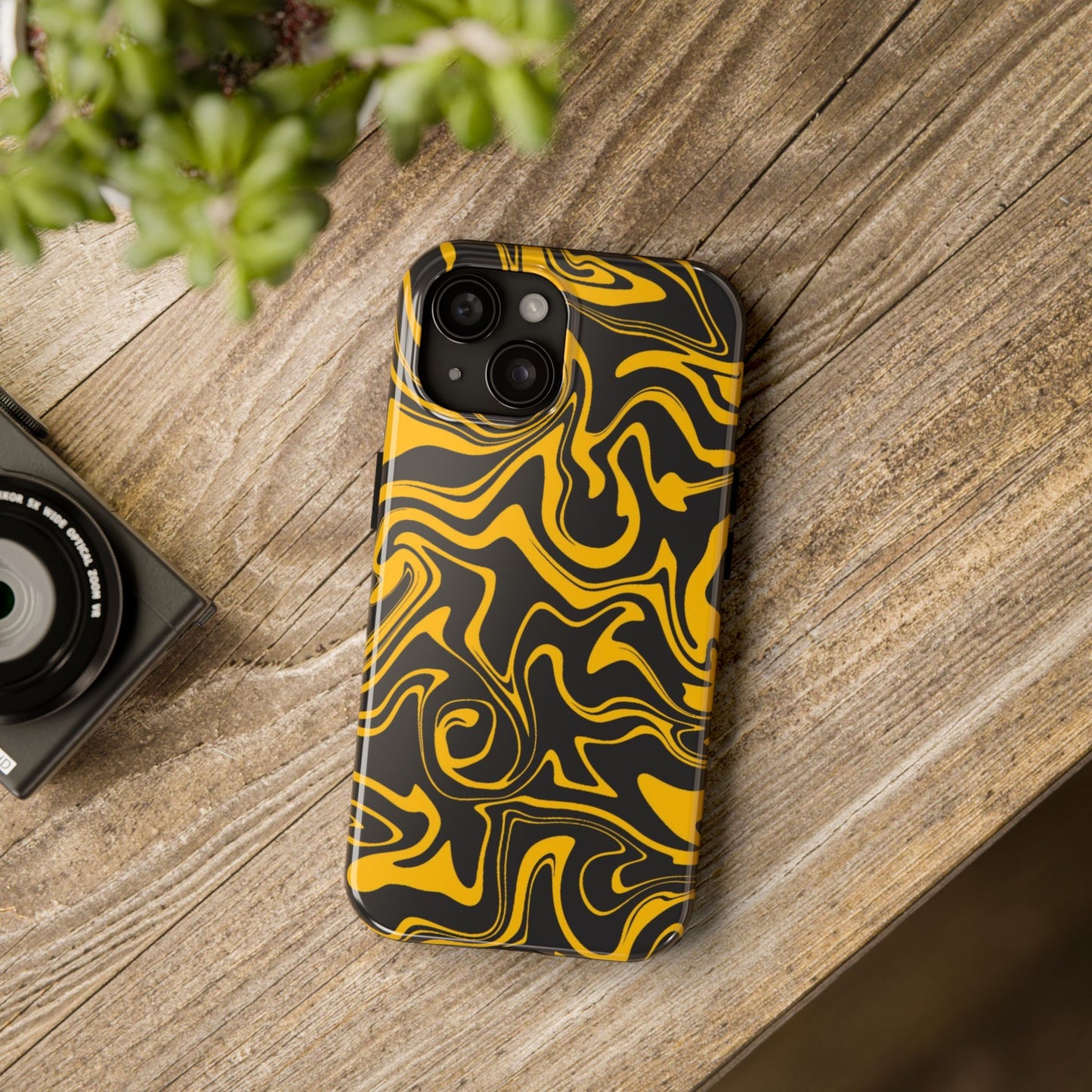 Black and Gold Mix Pattern Phone Case