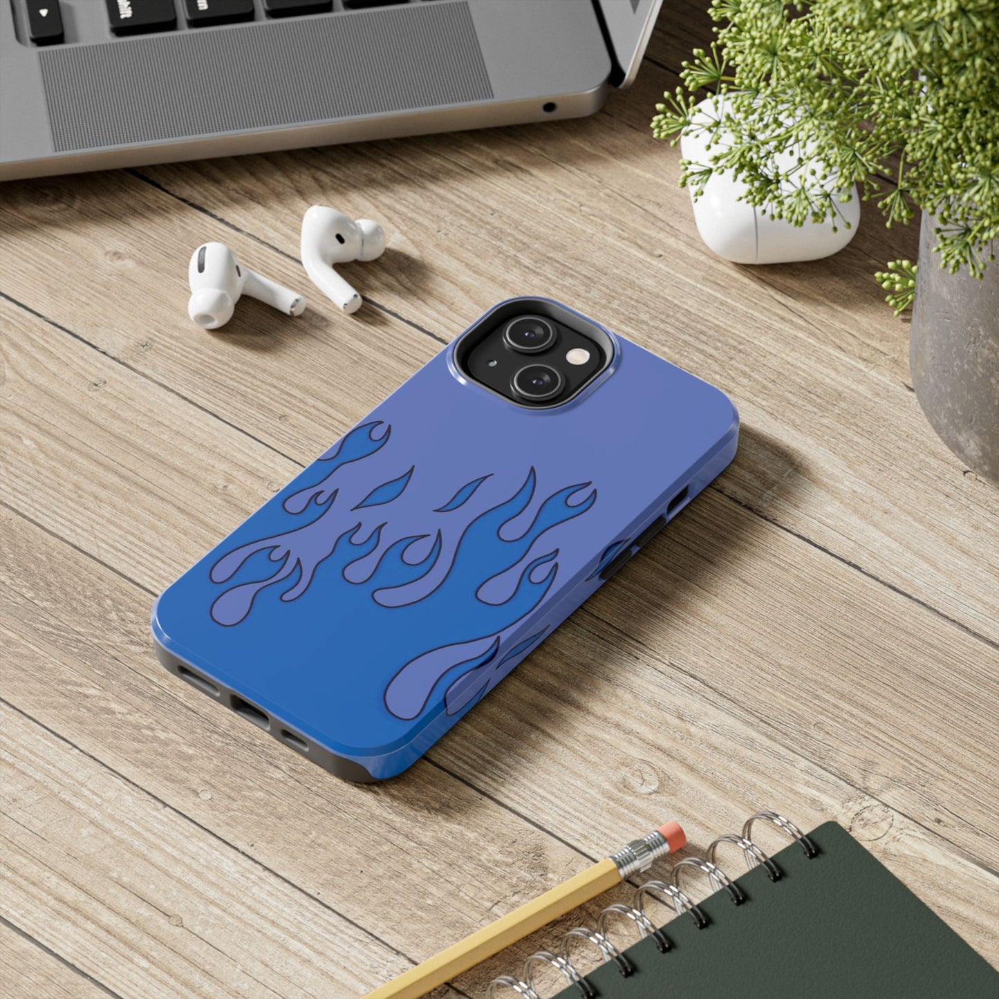 Blue Flames Pattern Phone Case