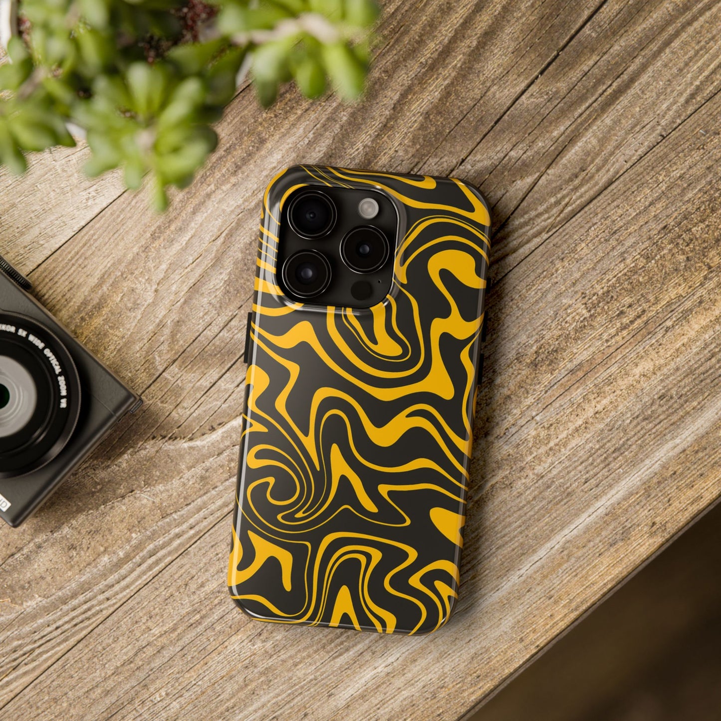 Black and Gold Mix Pattern Phone Case