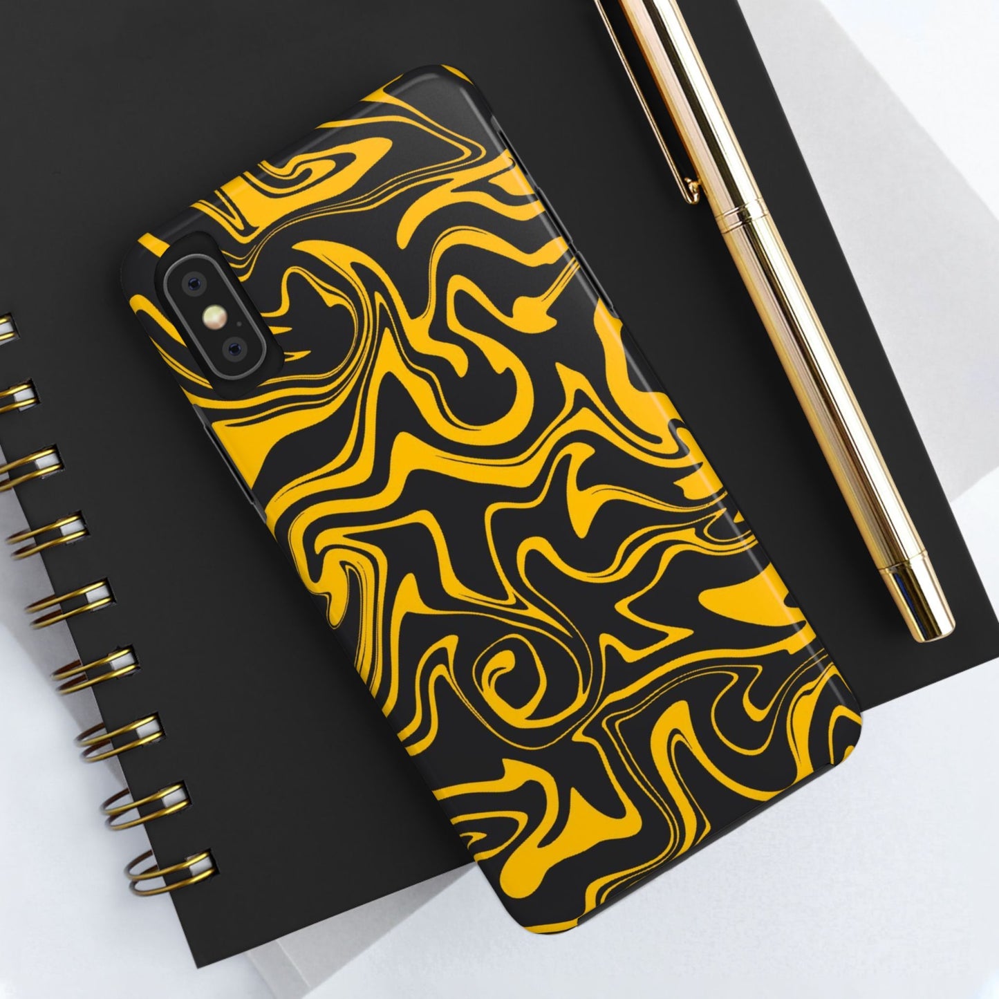 Black and Gold Mix Pattern Phone Case